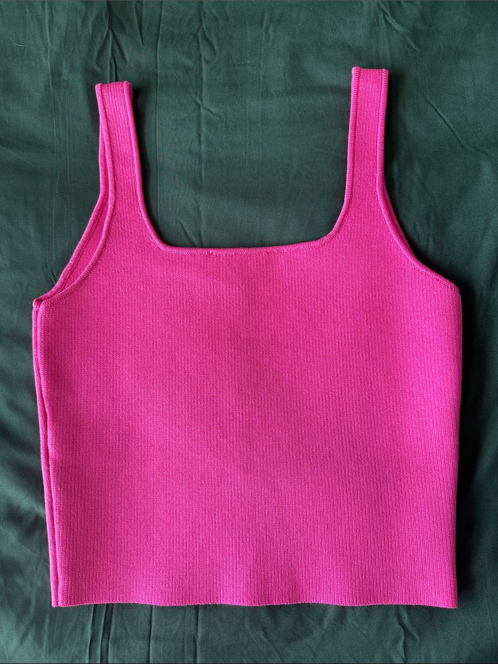 Zara Hot Pink Ribbed Square-Neck Tank - Picture 2 of 2